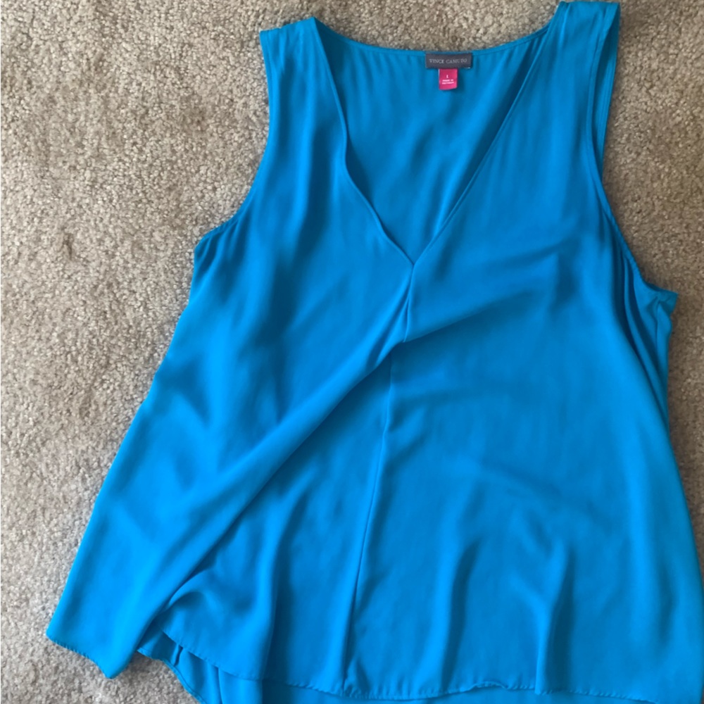Vince Camuto V Neck Swing Tank - Blue